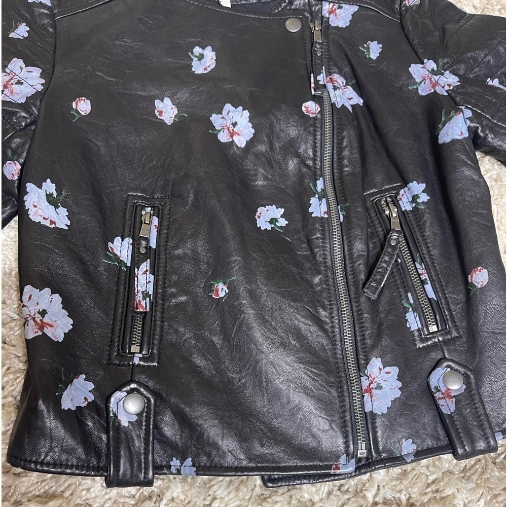 NWOT Joie Thisbe Moto Black Floral Lamb Leather Jacket Size XS - Picture 6 of 16